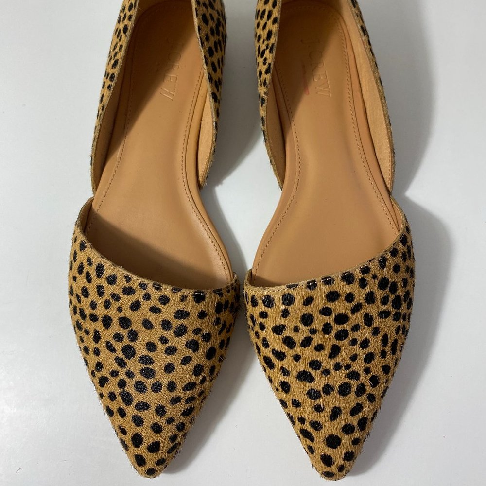 NEW - J.Crew Zoe Leopard Calf Hair d'Orsay Flats